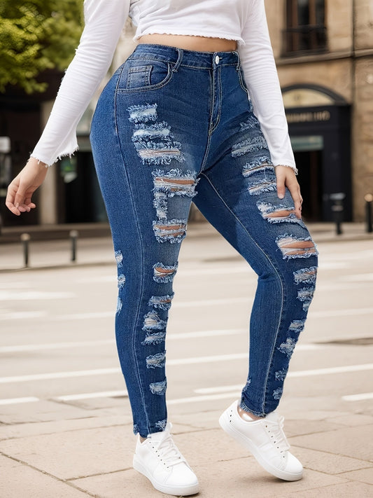 Women’s High-Waist Ripped Skinny Jeans – 2025 Fashion Casual Denim cjdropshipping