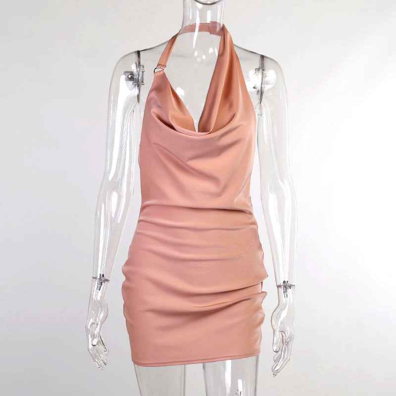 ✨ Satin V-Neck Backless Mini Dress – Summer Party & Evening Outfit.