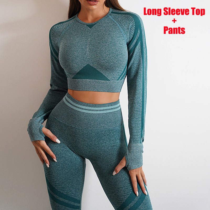 Seamless Yoga Pants & Long Sleeve Tops | Butt-Lifting Slim Fit Workout Sportswear.