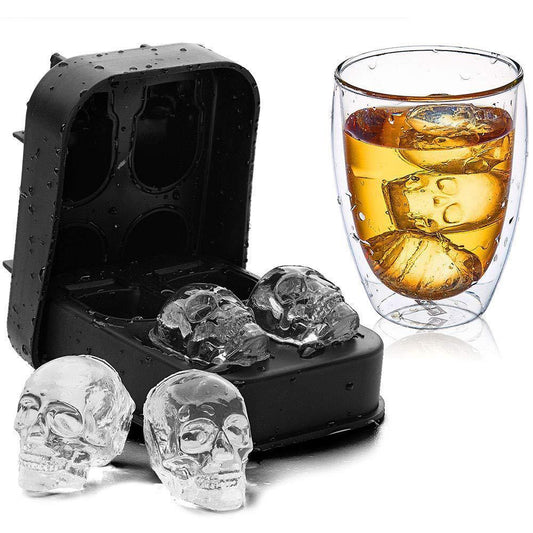 Silicone Skull Ice Cube Mold | 3D Skull Ice Tray for Whiskey, Cocktails & Bar Drinks - Bright Starz Store
