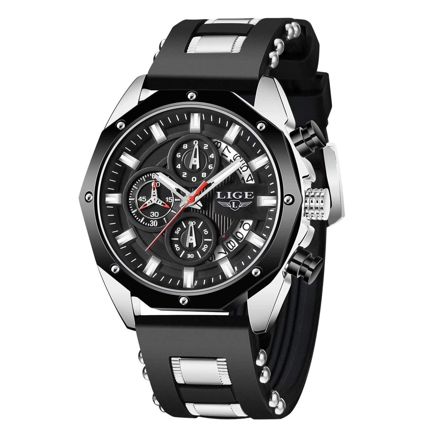Luxury Men’s Sport Watch | Waterproof Quartz Chronograph Silicone Wristwatch - Bright Starz Store