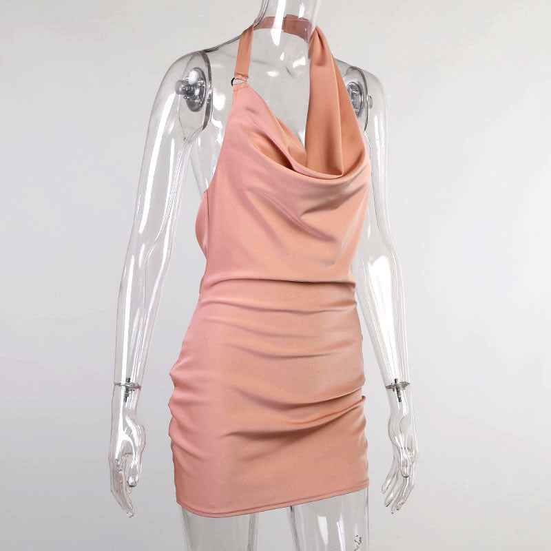 ✨ Satin V-Neck Backless Mini Dress – Summer Party & Evening Outfit.