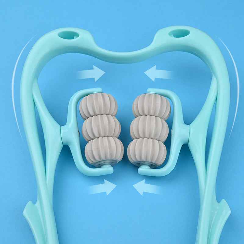 Multifunctional Six-Wheel Manual Neck Massager Roller – Pain Relief & Relaxation Tool.