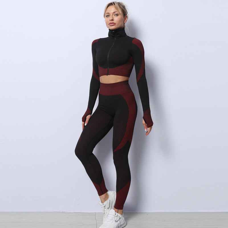 3PCS Women’s Seamless Yoga Set – Fitness Gym Leggings & Crop Top Sports Bra.