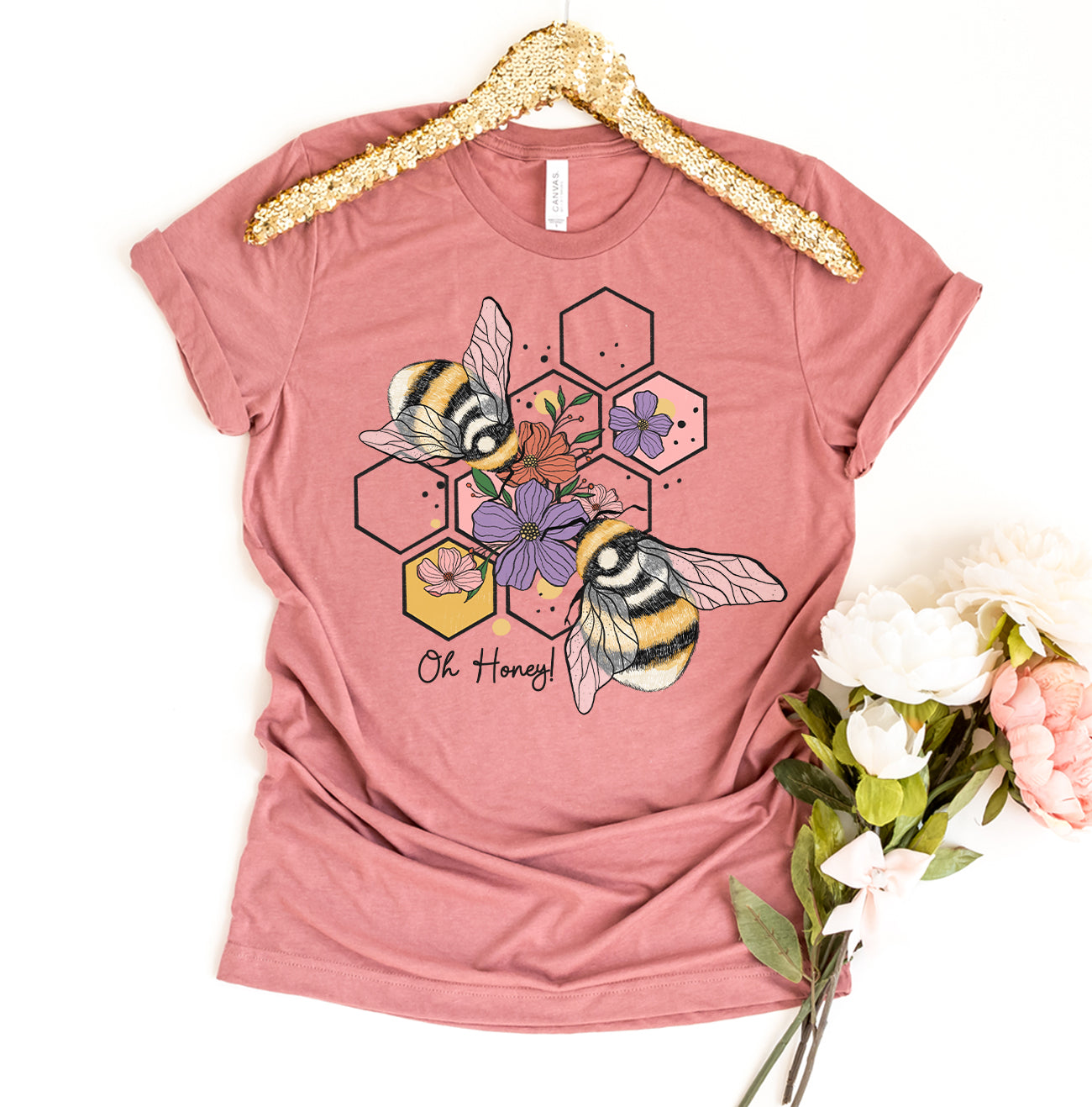 Oh Honey” T-Shirt – Cute Graphic Tee for Women DC-Printliss