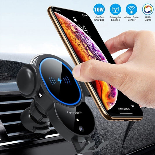 10W Wireless Car Charger – Triangle Mount, Auto-Clamping Fast Charging DC-THE CEO