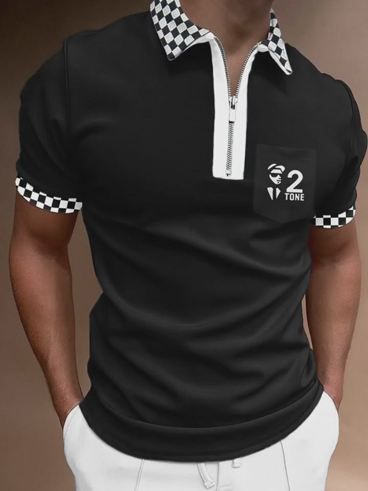 Men’s Striped Polo Shirt – Printed Short Sleeve Lapel T-Shirt for Casual & Smart Wear.