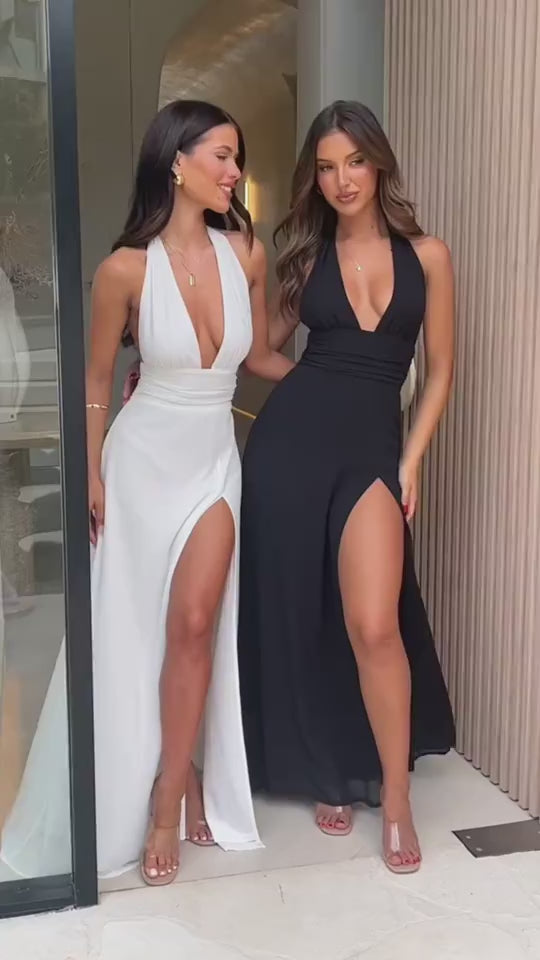 Sexy Halterneck V-Neck Slit Dress – Summer Backless Party Dress.